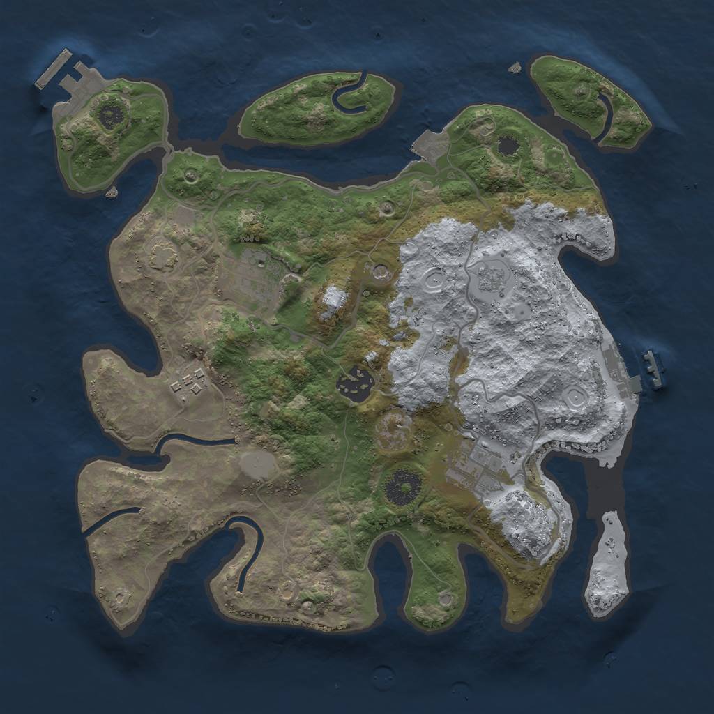Rust Map: Procedural Map, Size: 3000, Seed: 12729, 12 Monuments