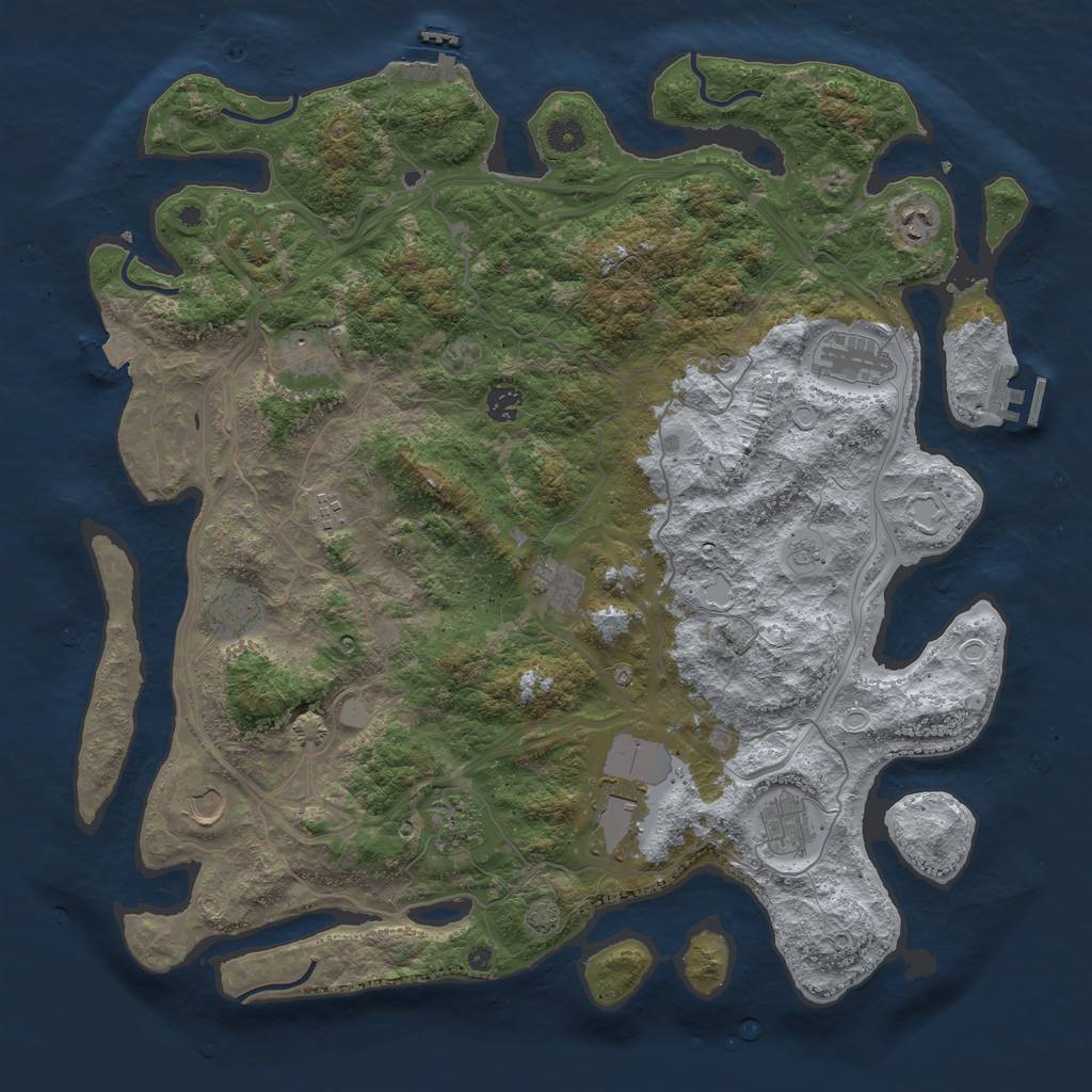 Rust Map: Procedural Map, Size: 4500, Seed: 761042176, 19 Monuments