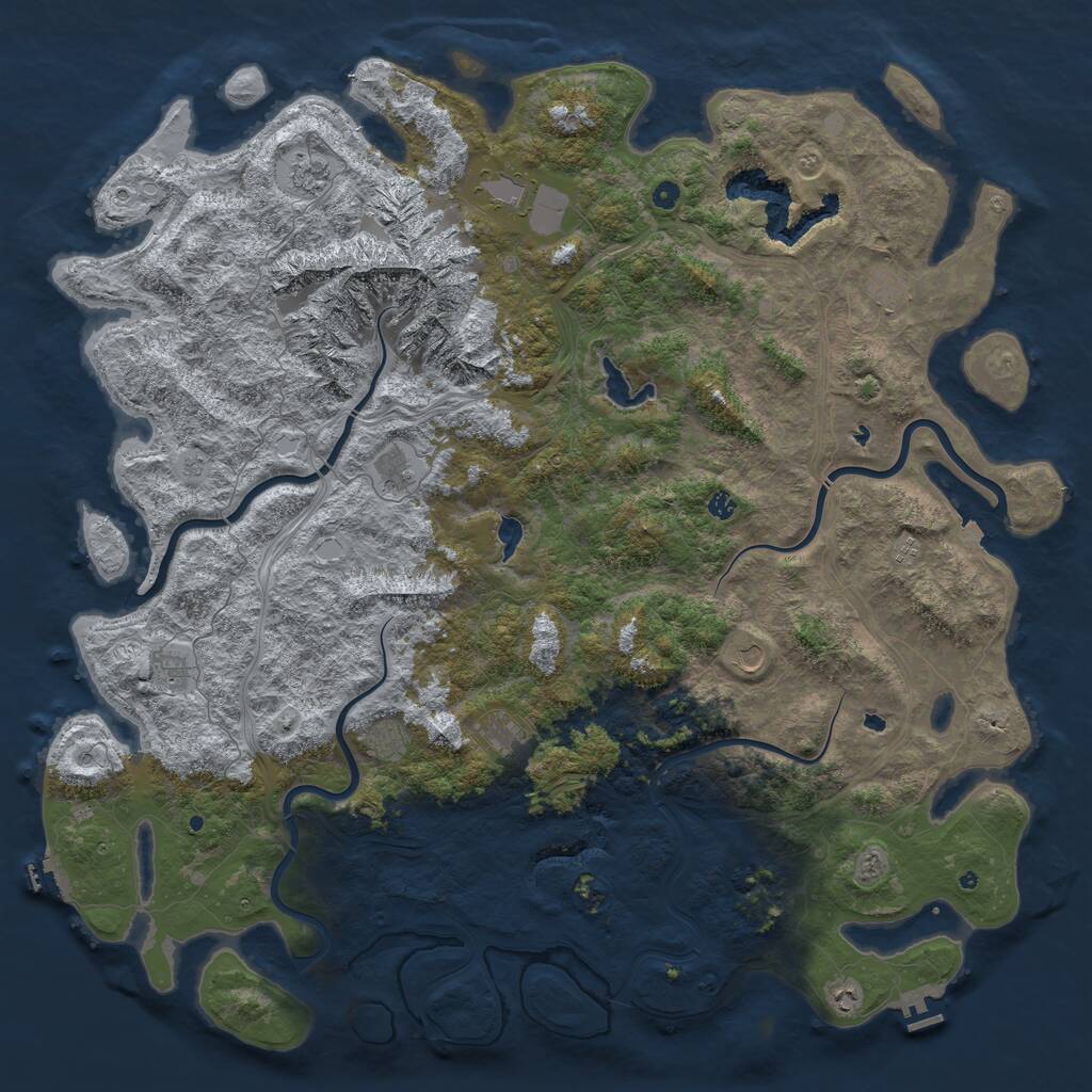 Rust Map: Procedural Map, Size: 6000, Seed: 482646803, 17 Monuments