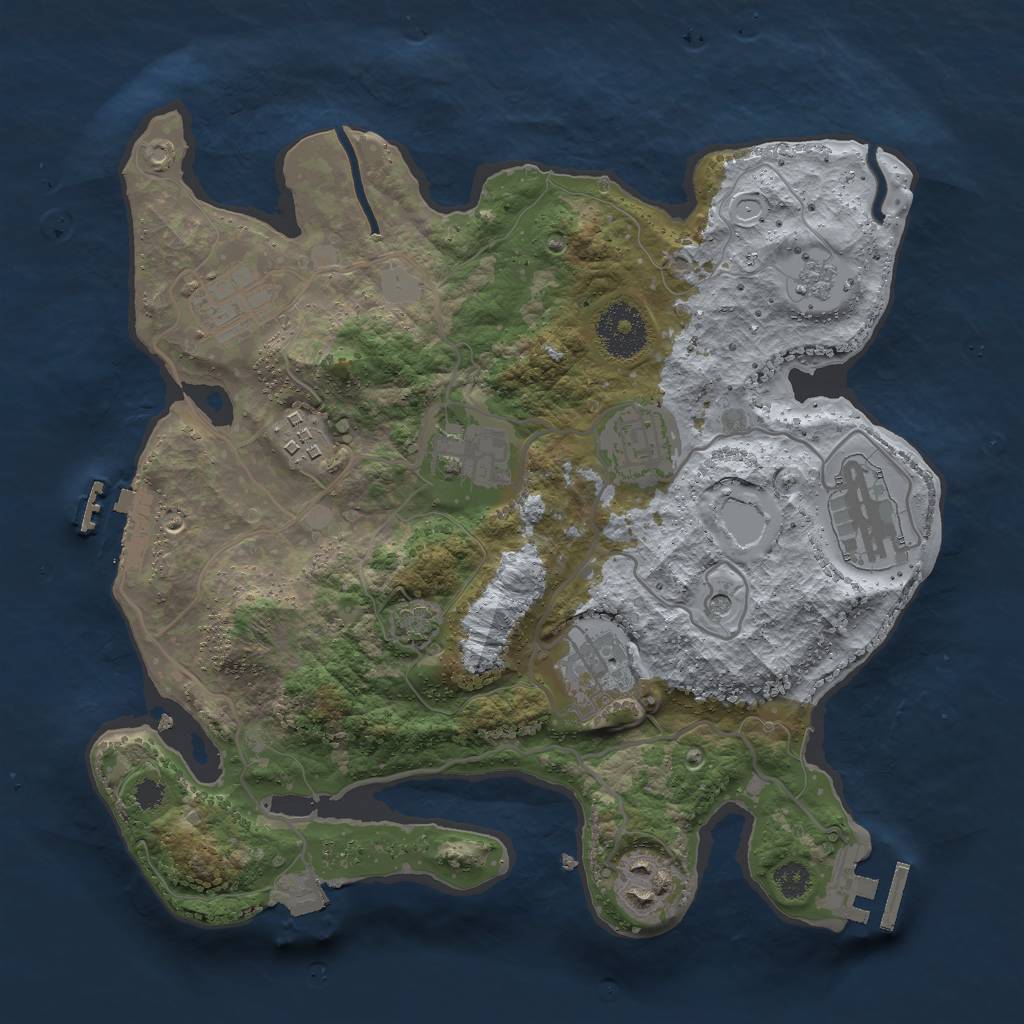 Rust Map: Procedural Map, Size: 3000, Seed: 1198068996, 15 Monuments