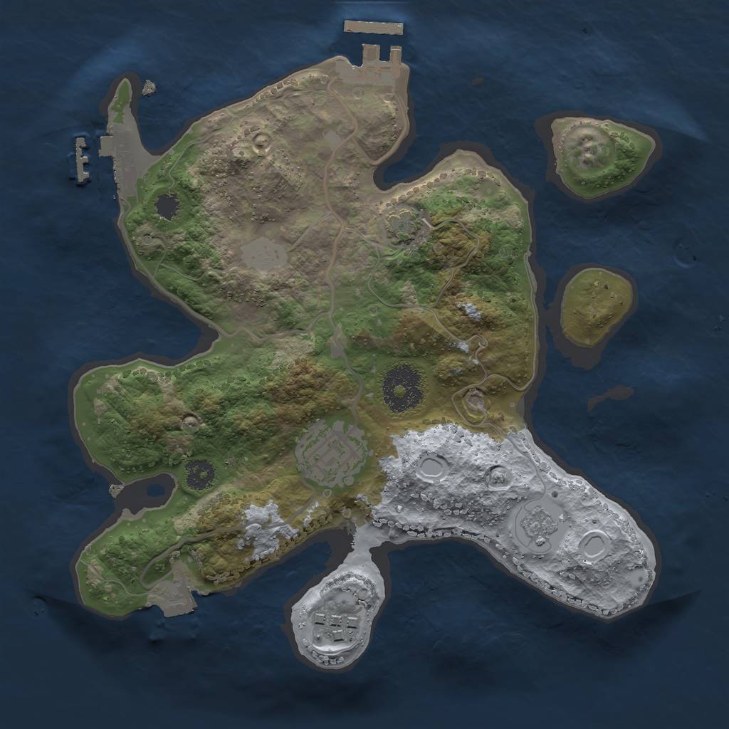 Rust Map: Procedural Map, Size: 2500, Seed: 6849, 9 Monuments