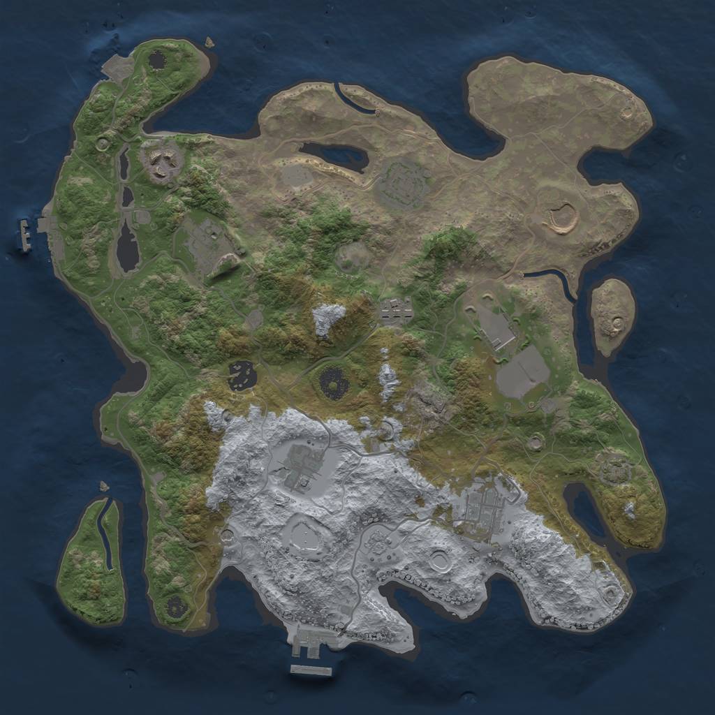 Rust Map: Procedural Map, Size: 3500, Seed: 1131038242, 17 Monuments