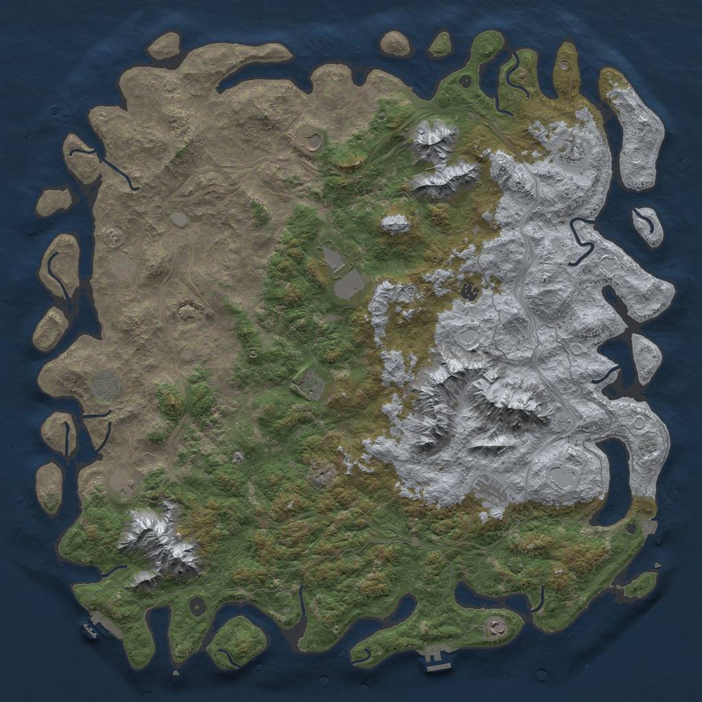 Rust Map: Procedural Map, Size: 6000, Seed: 2138963334, 19 Monuments