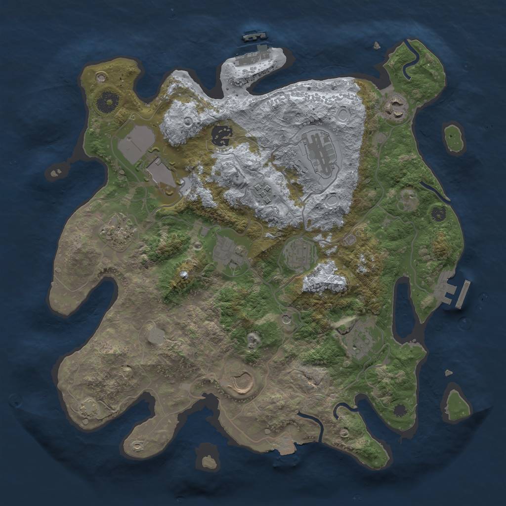 Rust Map: Procedural Map, Size: 3500, Seed: 475951667, 17 Monuments