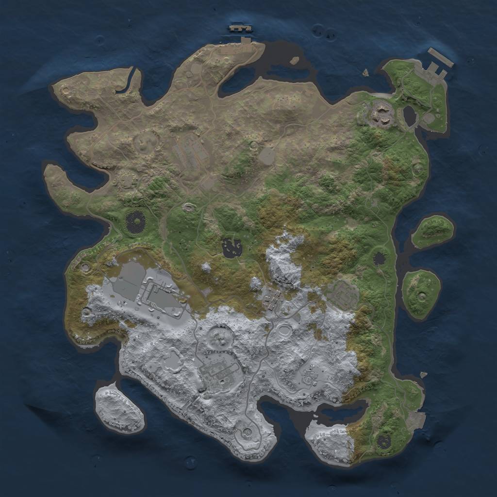 Rust Map: Procedural Map, Size: 3500, Seed: 1392739991, 15 Monuments