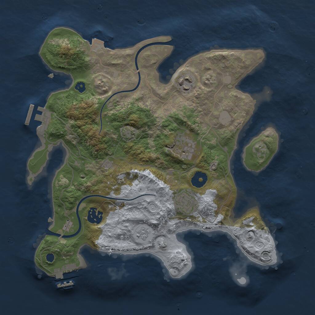 Rust Map: Procedural Map, Size: 3000, Seed: 1995246418, 9 Monuments