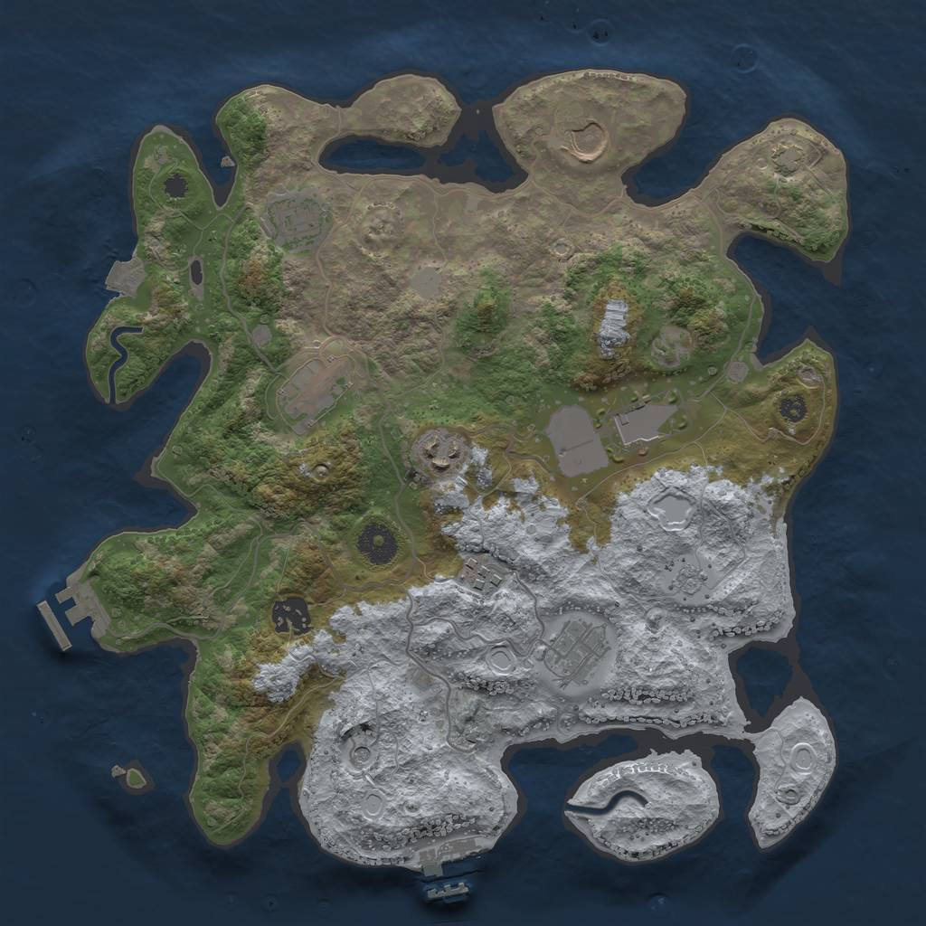 Rust Map: Procedural Map, Size: 3500, Seed: 251715698, 16 Monuments