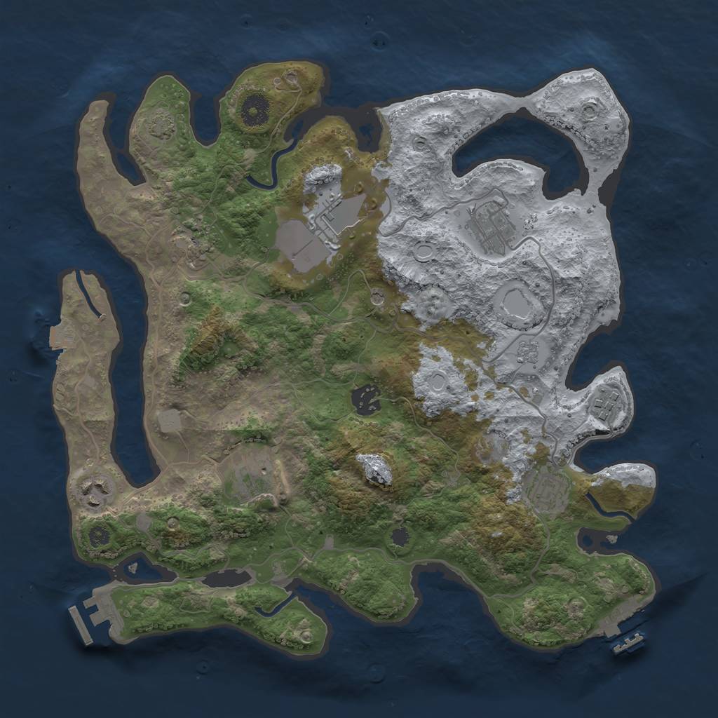 Rust Map: Procedural Map, Size: 3500, Seed: 2129970395, 16 Monuments