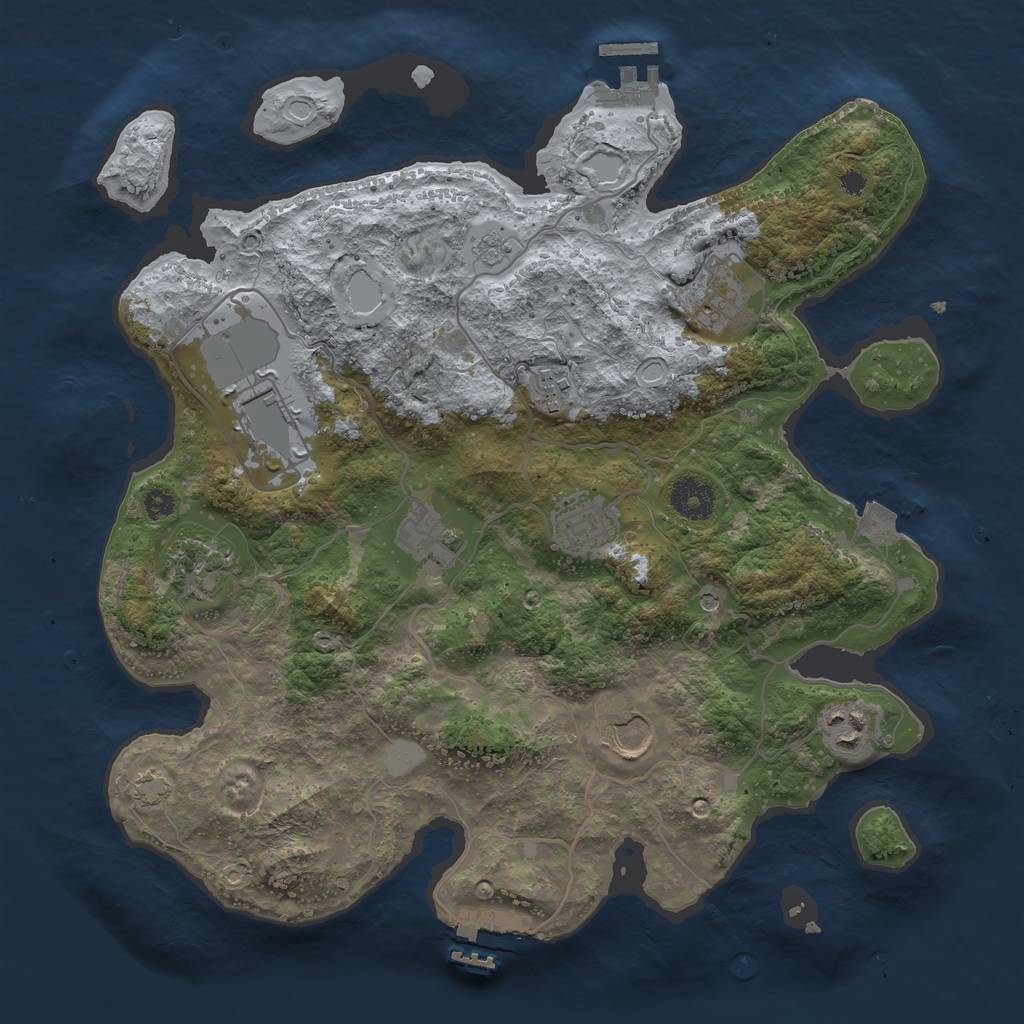 Rust Map: Procedural Map, Size: 3500, Seed: 1754814919, 16 Monuments