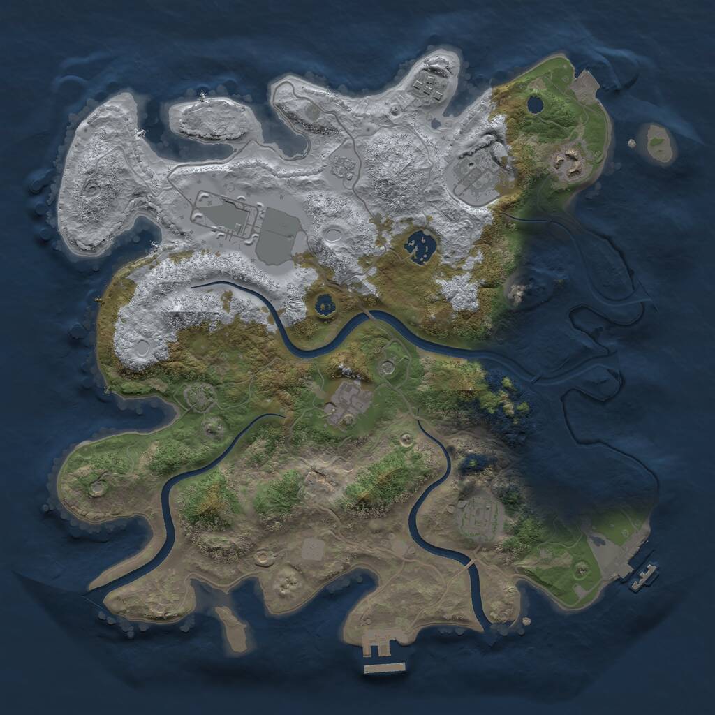 Rust Map: Procedural Map, Size: 3500, Seed: 223721221, 13 Monuments