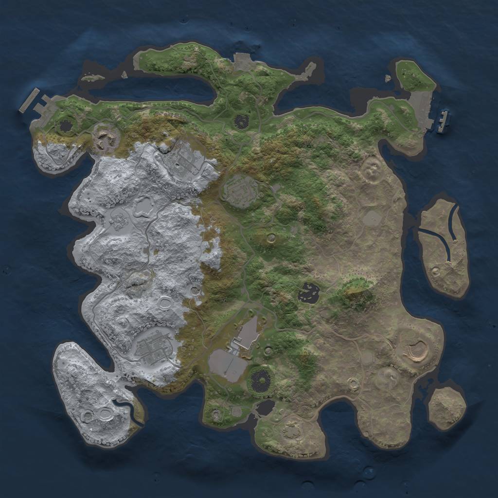 Rust Map: Procedural Map, Size: 3500, Seed: 1966941448, 15 Monuments