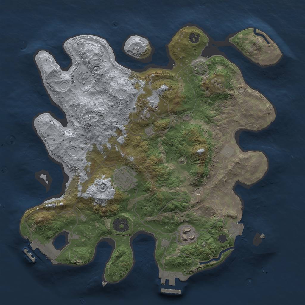 Rust Map: Procedural Map, Size: 3000, Seed: 42846909, 11 Monuments