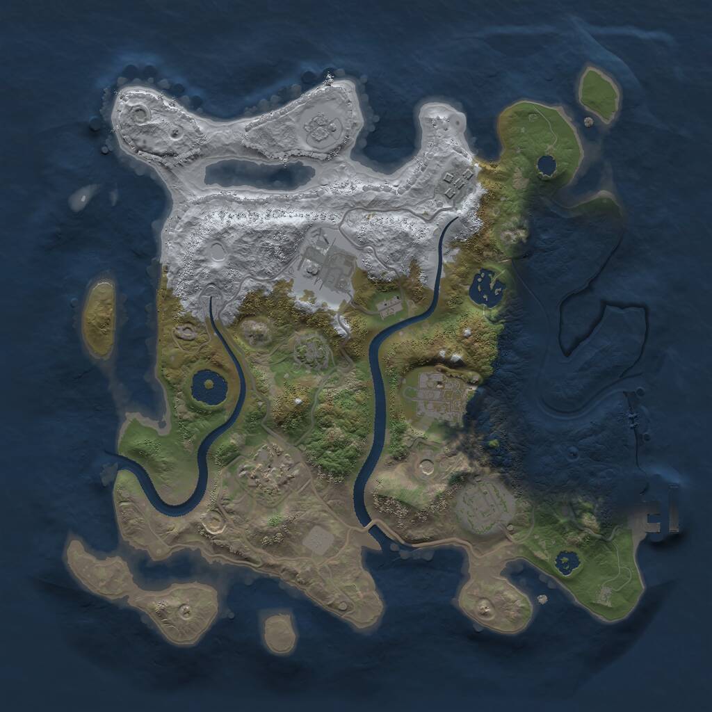 Rust Map: Procedural Map, Size: 3000, Seed: 864297613, 11 Monuments