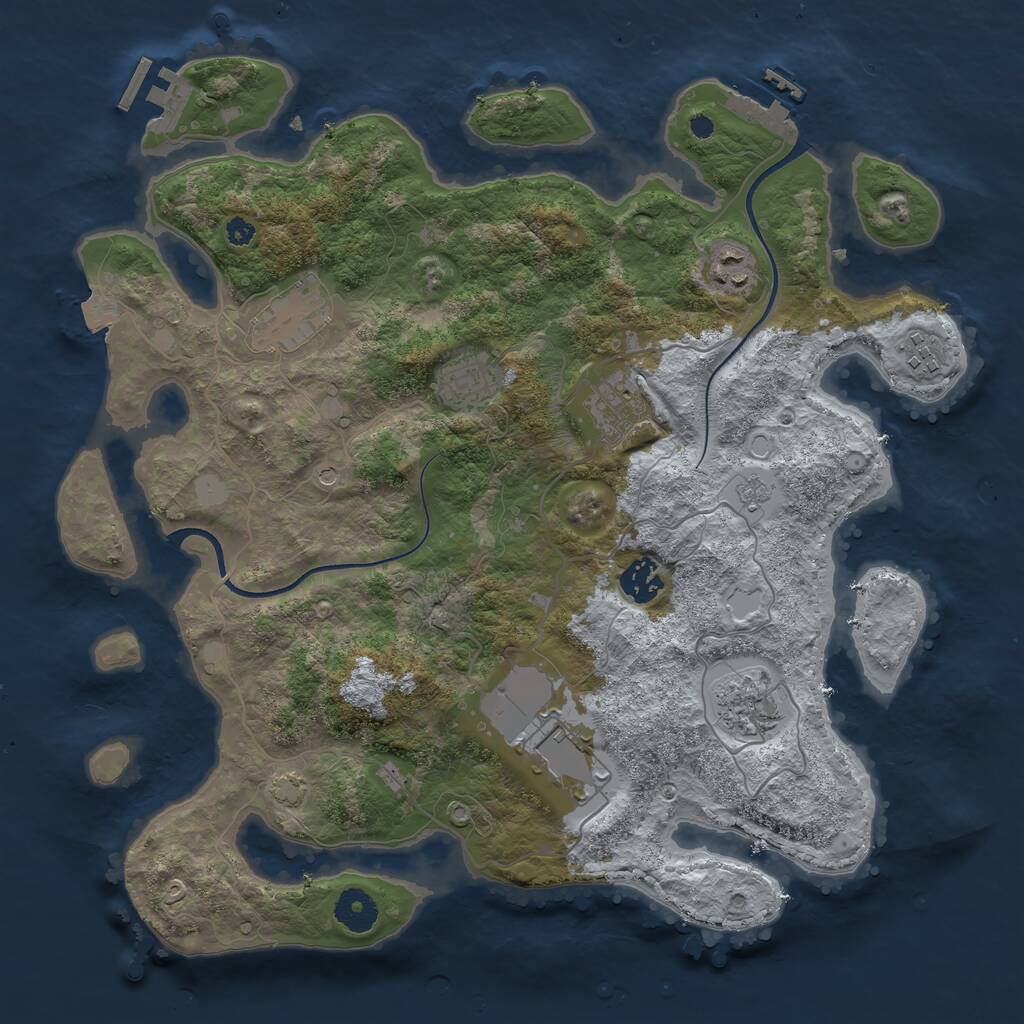 Rust Map: Procedural Map, Size: 3650, Seed: 3500, 14 Monuments