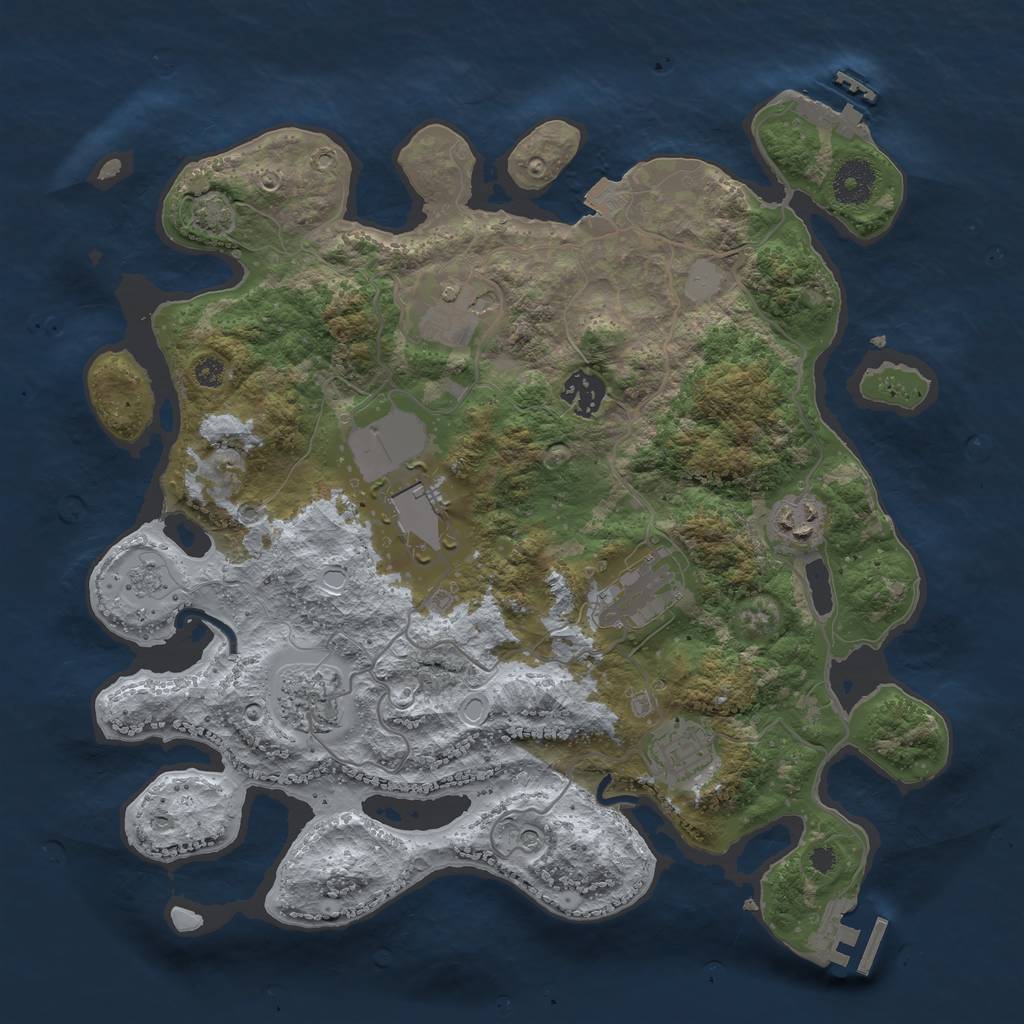 Rust Map: Procedural Map, Size: 3500, Seed: 1123898189, 15 Monuments