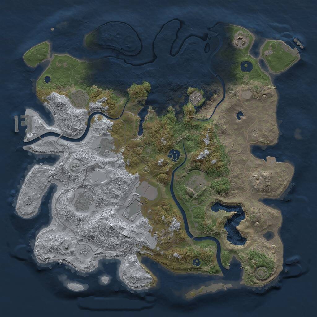 Rust Map: Procedural Map, Size: 4000, Seed: 784657280, 15 Monuments