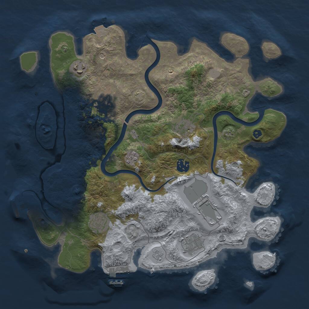 Rust Map: Procedural Map, Size: 3500, Seed: 472939770, 14 Monuments