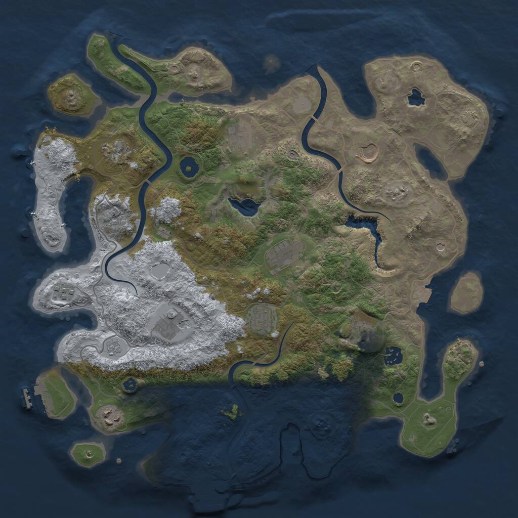 Rust Map: Procedural Map, Size: 4000, Seed: 381283281, 16 Monuments