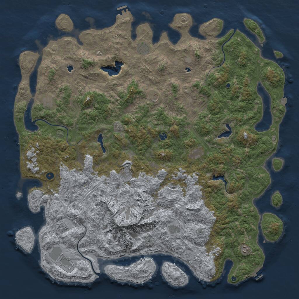 Rust Map: Procedural Map, Size: 6000, Seed: 1081809777, 17 Monuments