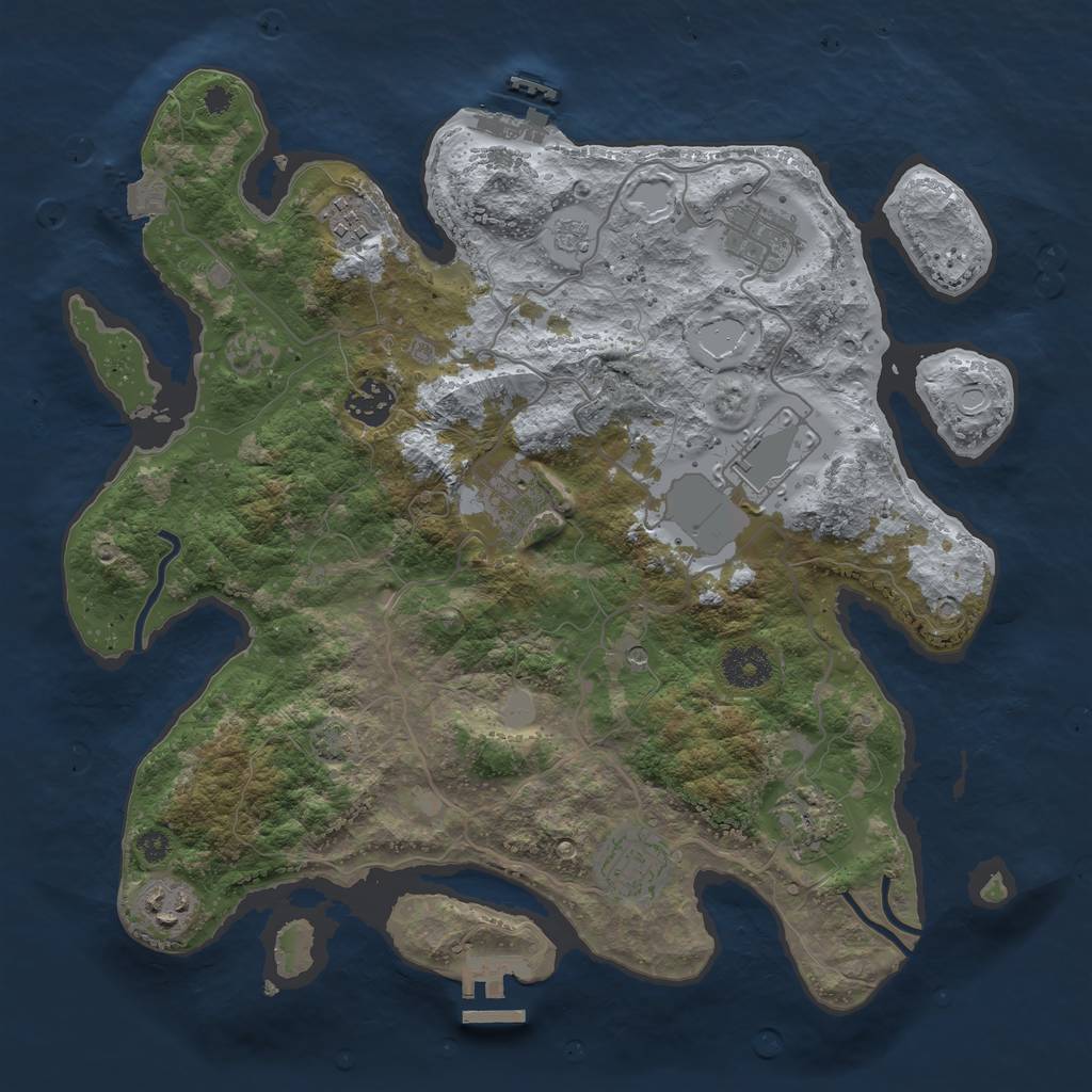 Rust Map: Procedural Map, Size: 3500, Seed: 2342344, 16 Monuments
