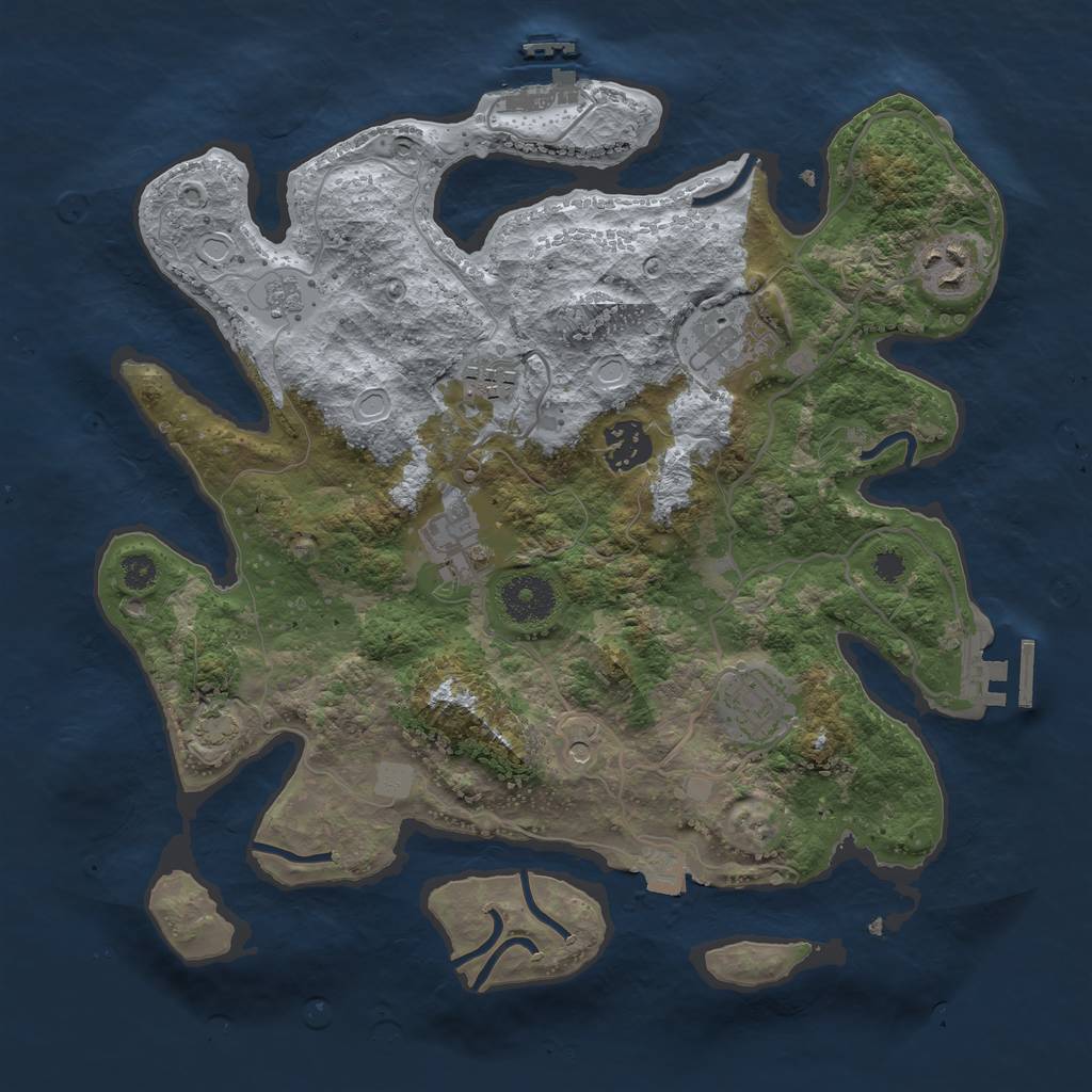 Rust Map: Procedural Map, Size: 3250, Seed: 2031101790, 14 Monuments