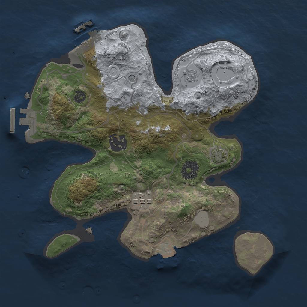 Rust Map: Procedural Map, Size: 2500, Seed: 2086981229, 10 Monuments