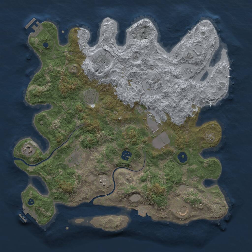 Rust Map: Procedural Map, Size: 3750, Seed: 351936256, 15 Monuments