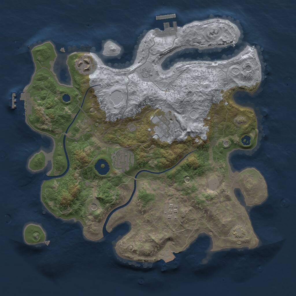 Rust Map: Procedural Map, Size: 3000, Seed: 1917829834, 10 Monuments