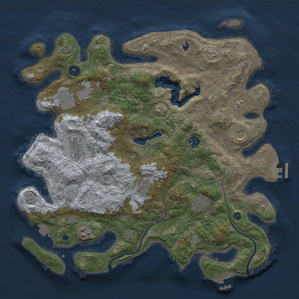 Rust Map: Procedural Map, Size: 4000, Seed: 266940603, 14 Monuments