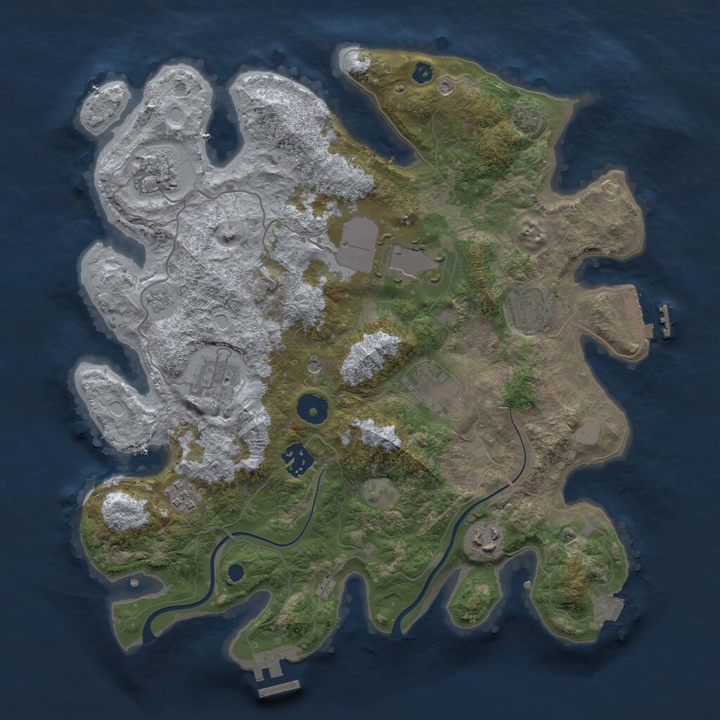 Rust Map: Procedural Map, Size: 3500, Seed: 460840271, 14 Monuments