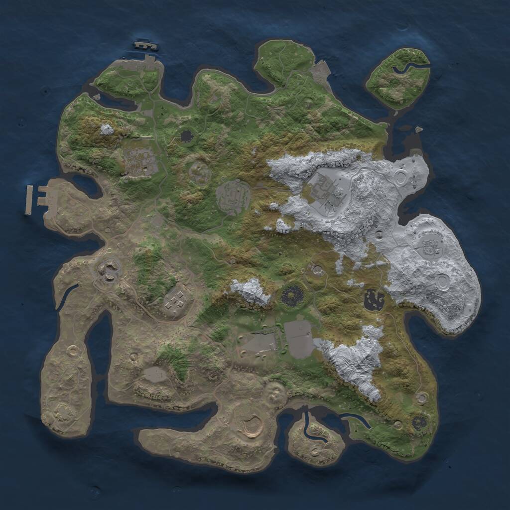 Rust Map: Procedural Map, Size: 3500, Seed: 6369034, 14 Monuments