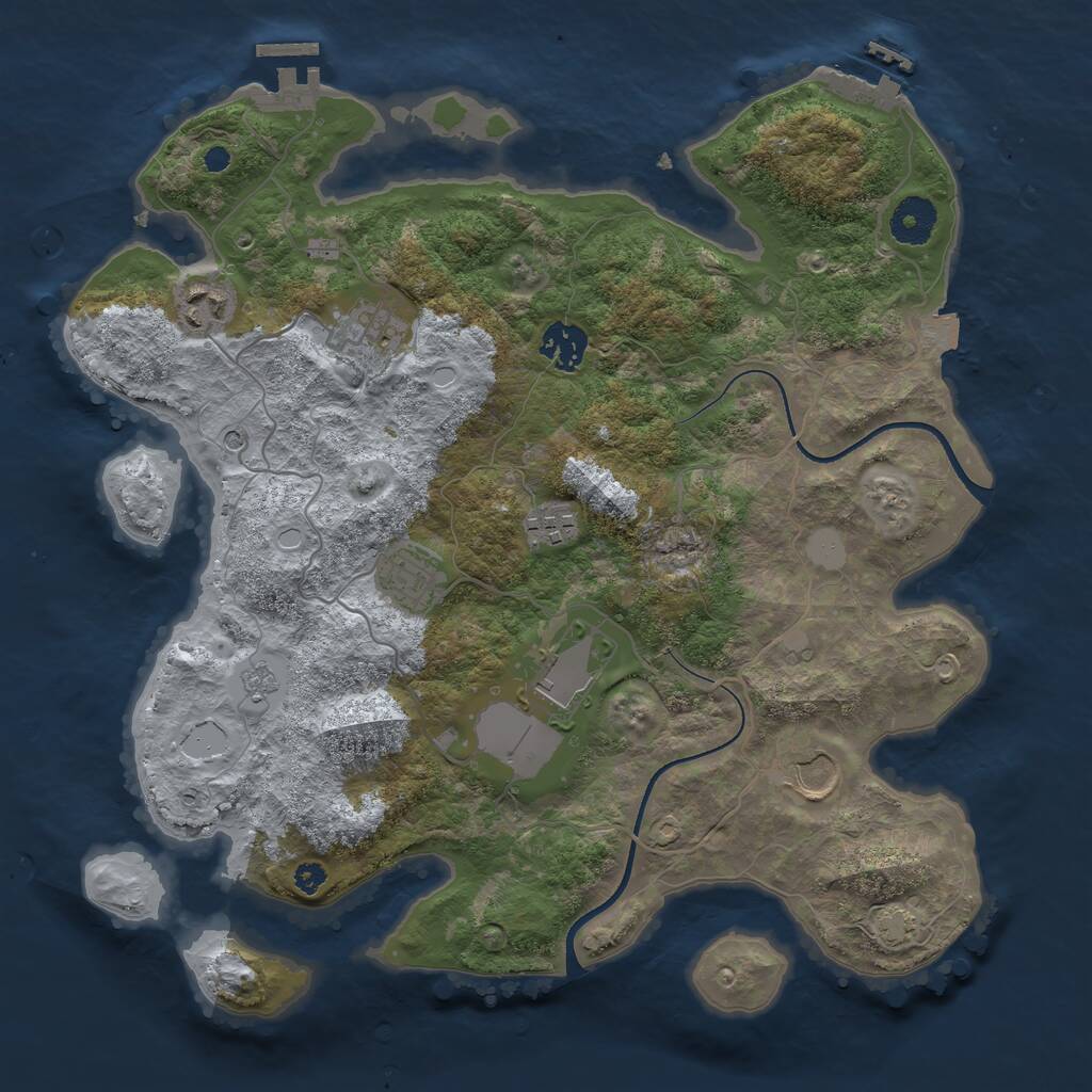 Rust Map: Procedural Map, Size: 3500, Seed: 921803957, 13 Monuments