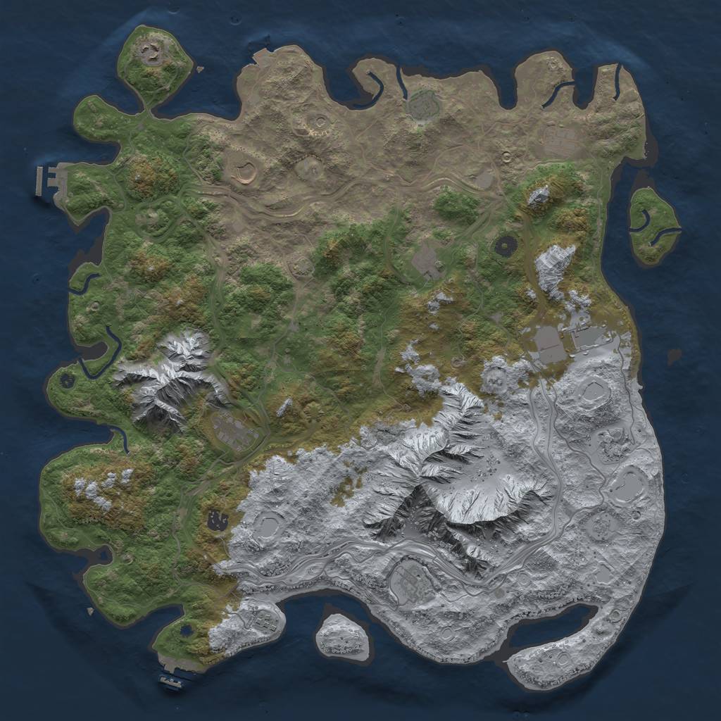 Rust Map: Procedural Map, Size: 5000, Seed: 2135374052, 19 Monuments