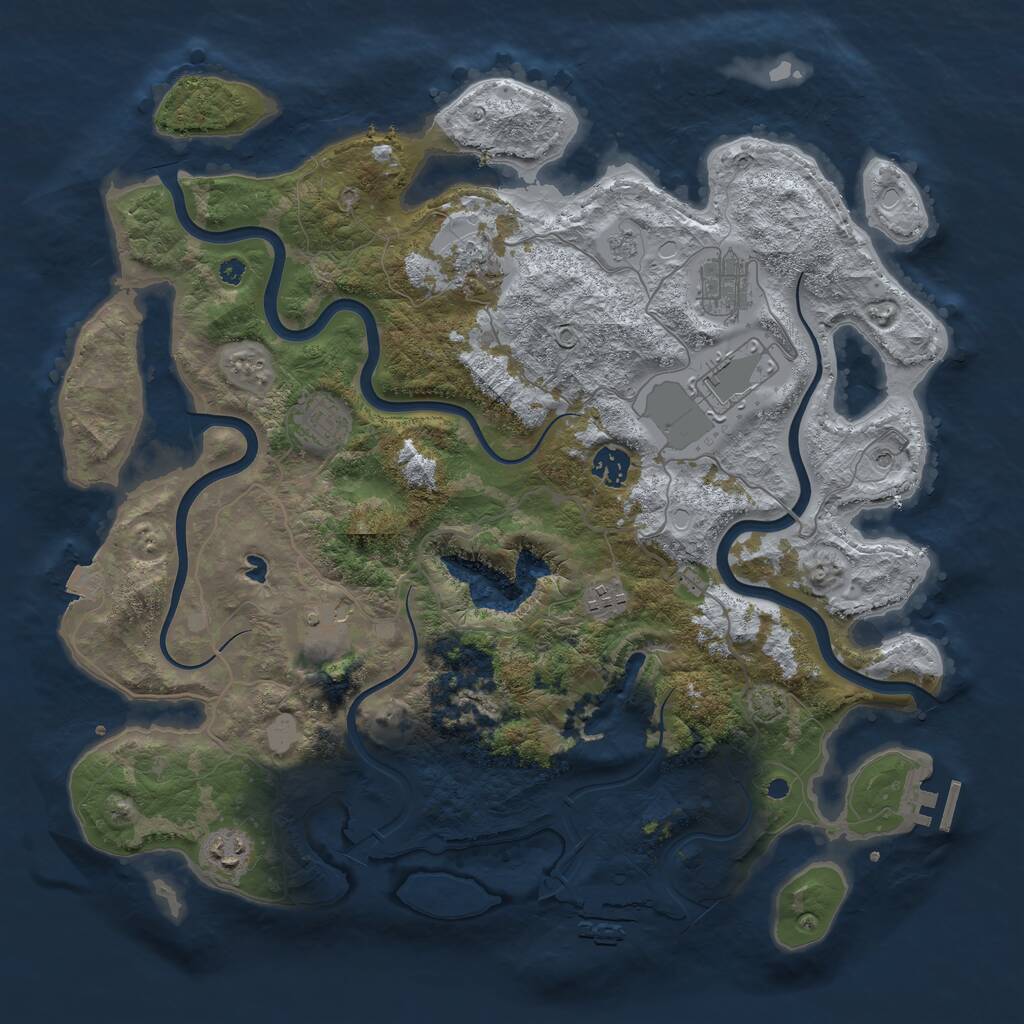 Rust Map: Procedural Map, Size: 4014, Seed: 1234567890, 14 Monuments