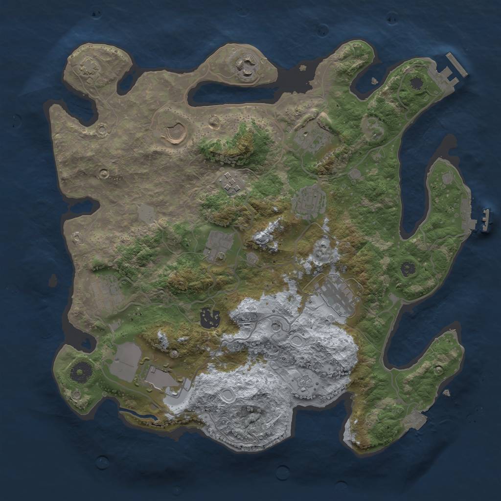 Rust Map: Procedural Map, Size: 3500, Seed: 2130636838, 18 Monuments