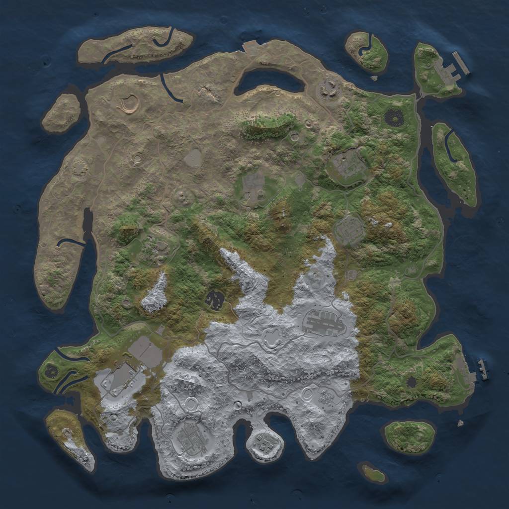 Rust Map: Procedural Map, Size: 4000, Seed: 1119082655, 19 Monuments