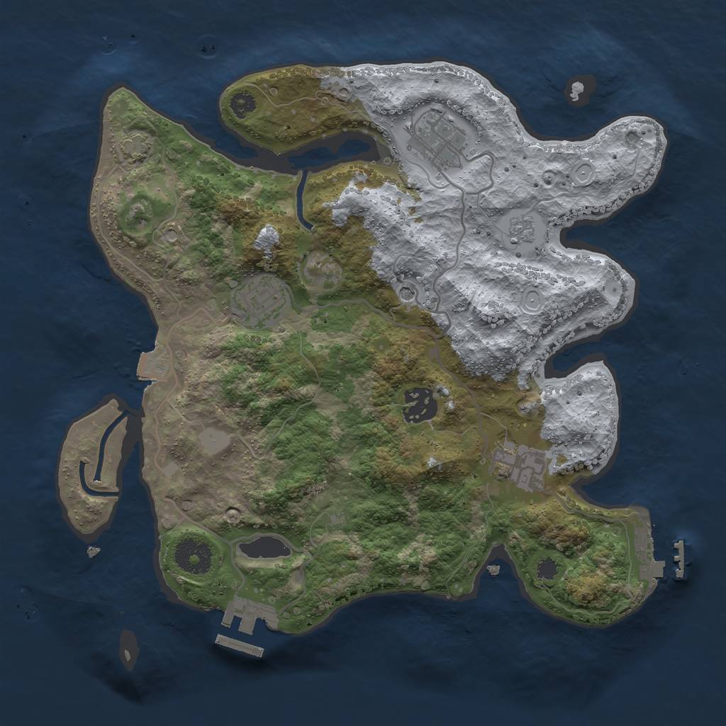 Rust Map: Procedural Map, Size: 3000, Seed: 883625334, 12 Monuments