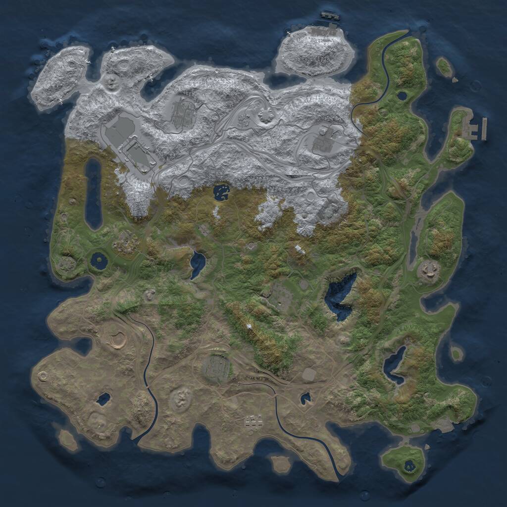 Rust Map: Procedural Map, Size: 4500, Seed: 74445503, 16 Monuments