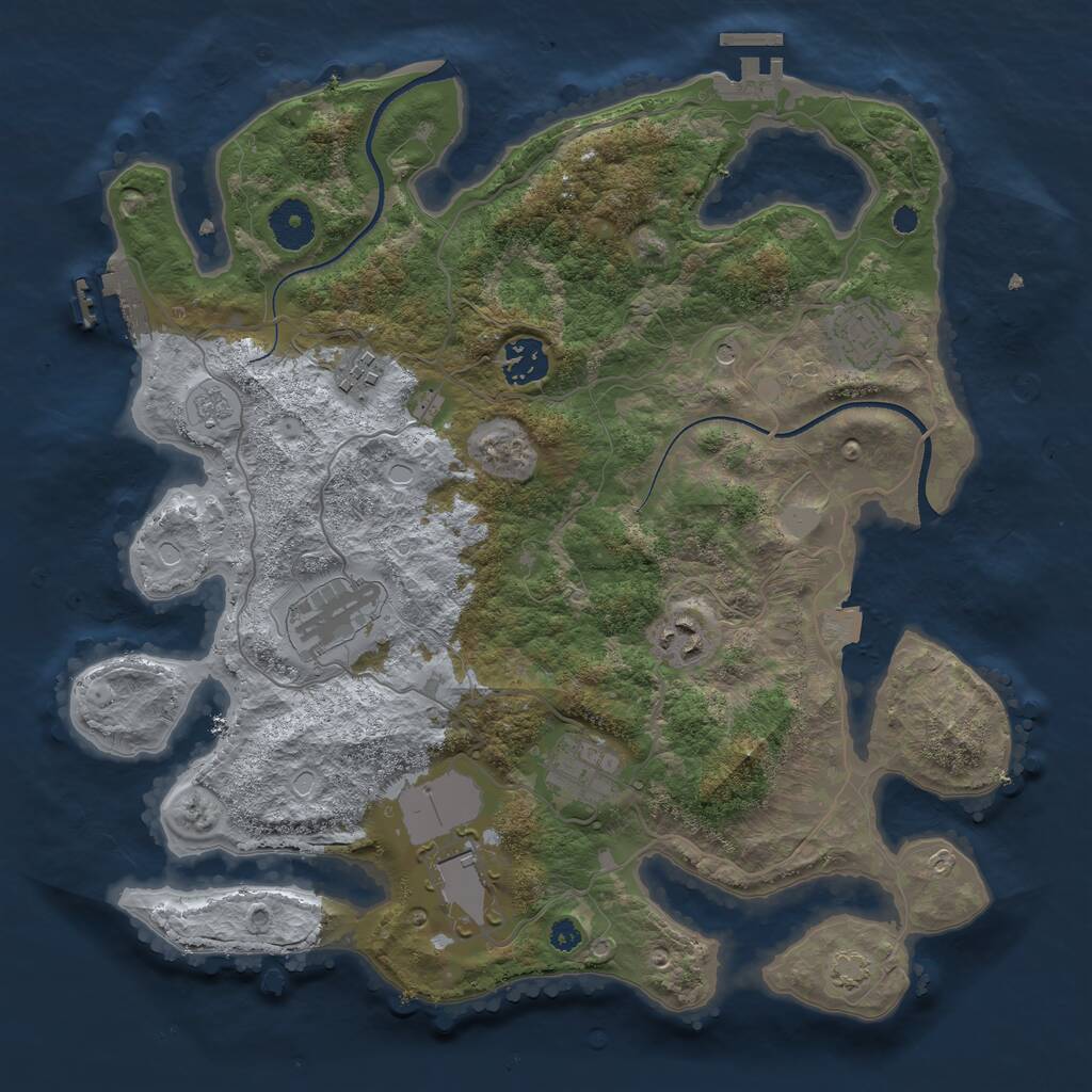 Rust Map: Procedural Map, Size: 3500, Seed: 1390727620, 13 Monuments