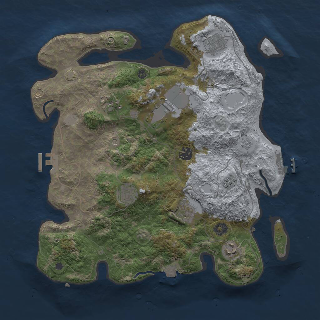 Rust Map: Procedural Map, Size: 3500, Seed: 234288624, 14 Monuments