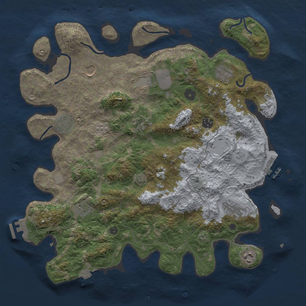 Rust Map: Procedural Map, Size: 4000, Seed: 763476, 18 Monuments