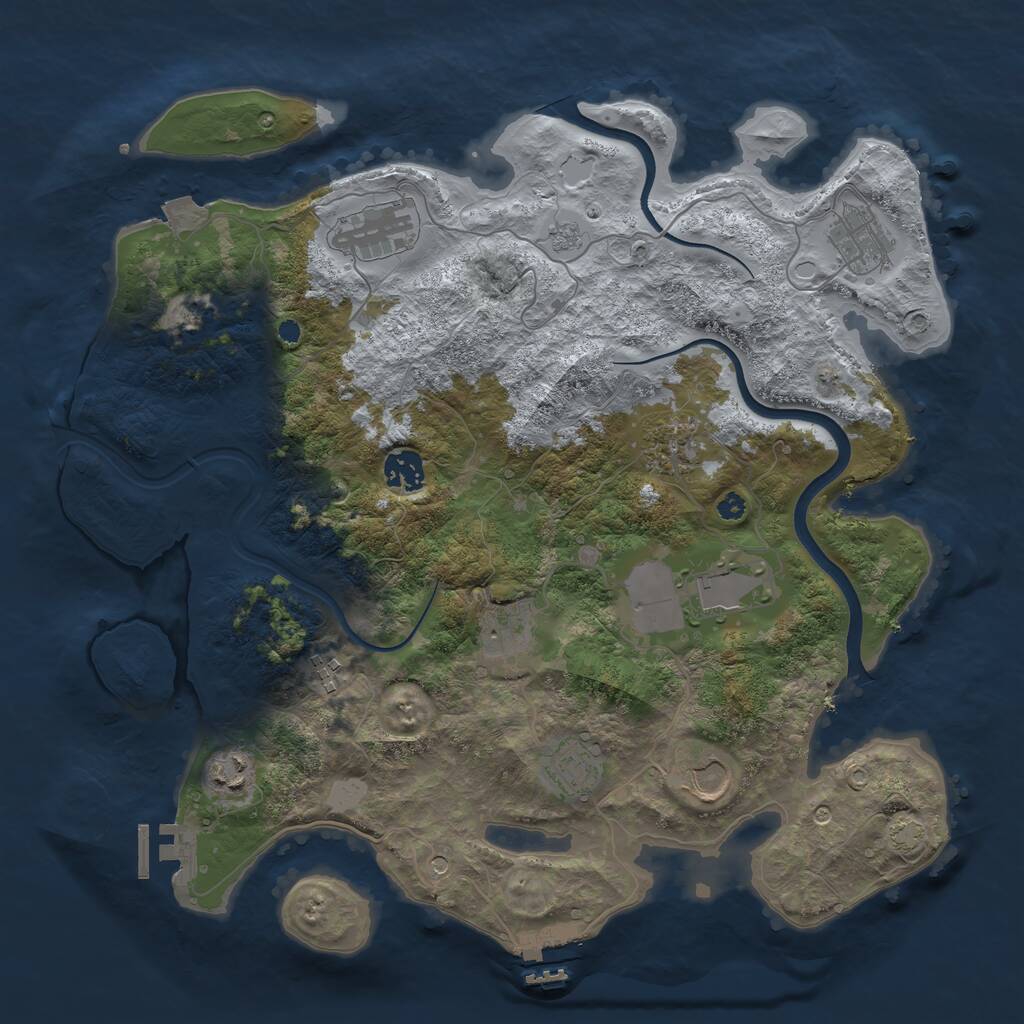 Rust Map: Procedural Map, Size: 3750, Seed: 1414755840, 16 Monuments