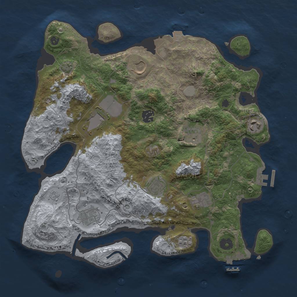 Rust Map: Procedural Map, Size: 3500, Seed: 4129087, 17 Monuments