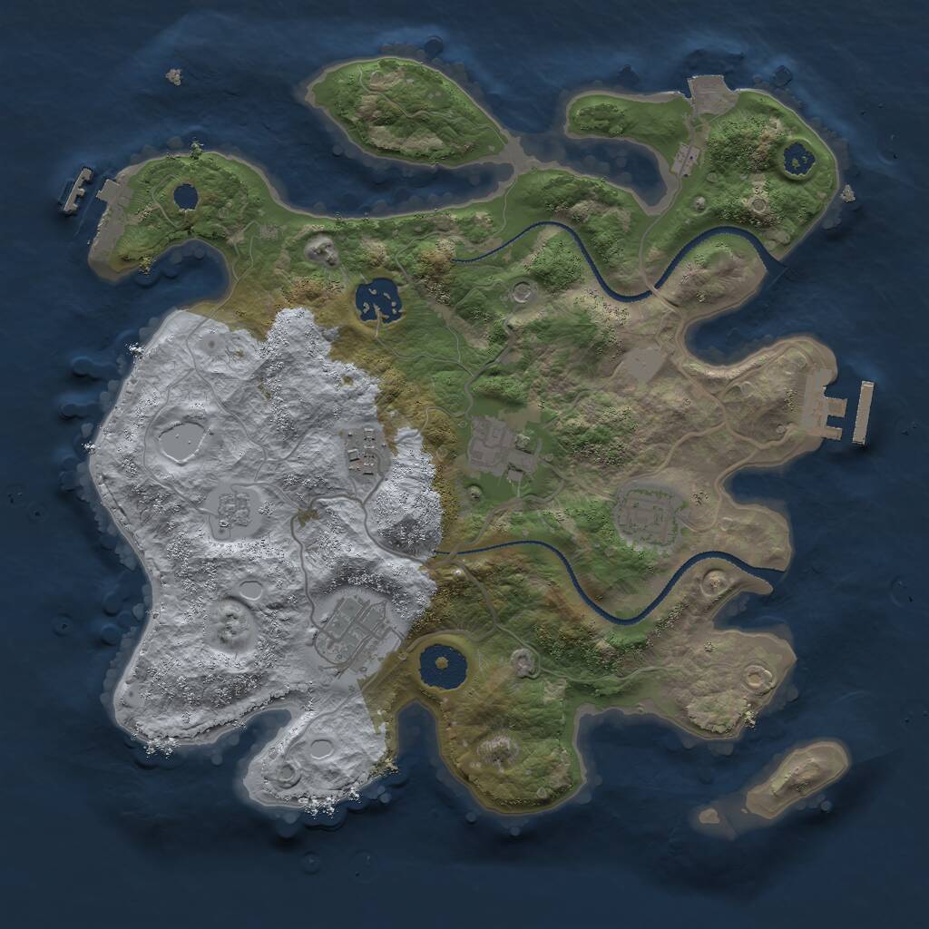 Rust Map: Procedural Map, Size: 3000, Seed: 728632513, 10 Monuments