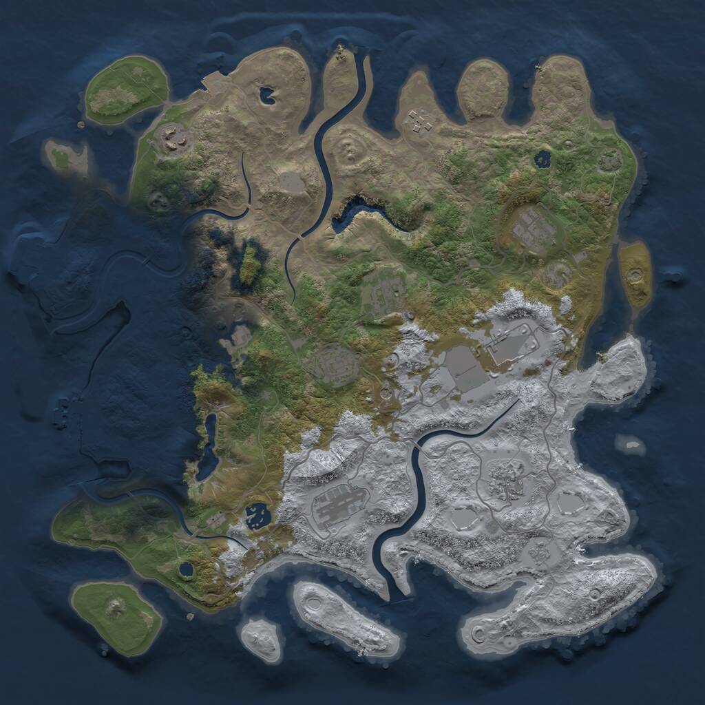 Rust Map: Procedural Map, Size: 4000, Seed: 31606, 16 Monuments