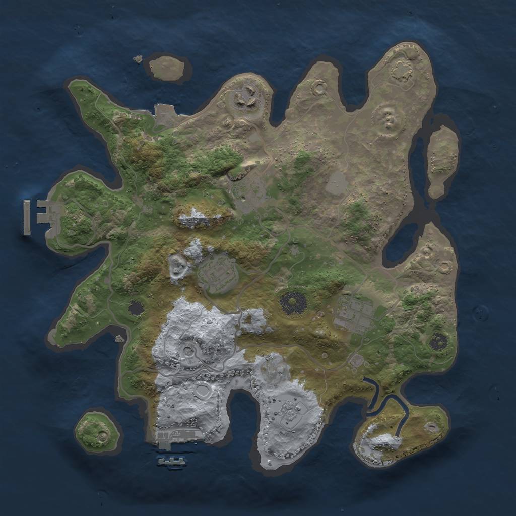 Rust Map: Procedural Map, Size: 3000, Seed: 2079100054, 12 Monuments