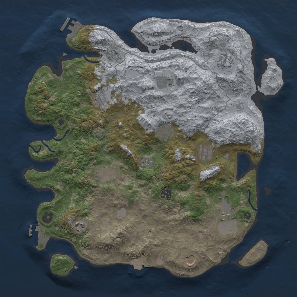 Rust Map: Procedural Map, Size: 4000, Seed: 244347, 19 Monuments