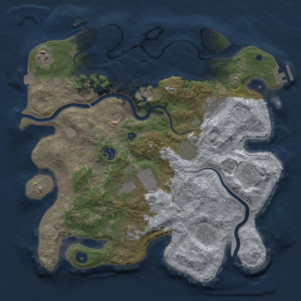 Rust Map: Procedural Map, Size: 3750, Seed: 19446112, 16 Monuments