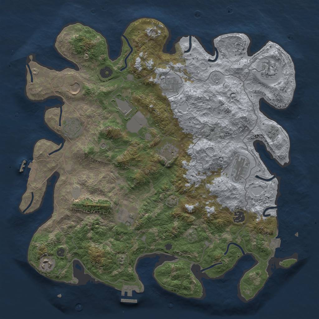 Rust Map: Procedural Map, Size: 4000, Seed: 39763011, 19 Monuments