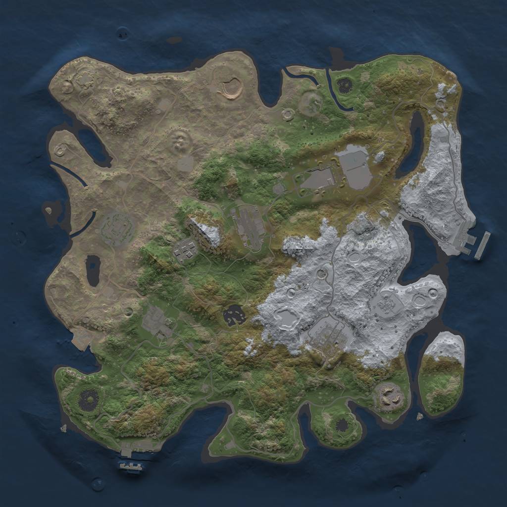 Rust Map: Procedural Map, Size: 3500, Seed: 1005538725, 17 Monuments